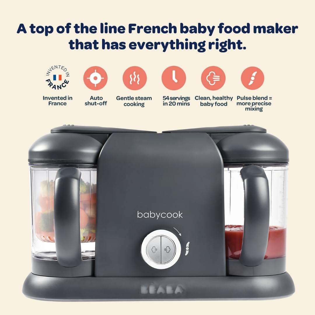 BEABA Babycook Duo 4 in 1 Baby Food Maker, Baby Food Processor, Baby Food Blender Baby Food Steamer, Make Fresh Healthy Baby Food at Home, 9.1 Cup Capacity, Makes 54 Servings in 20 Mins, Oat