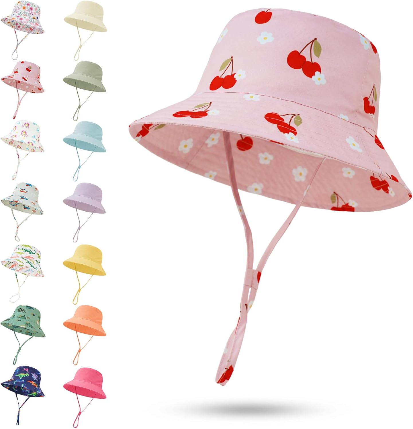 Baby Sun Hat 0-6 Years Toddler Boys Girls Adjustable Bucket Hats Kids Bucket Hats UPF 50+ Wide Brim Beach Swim Pool