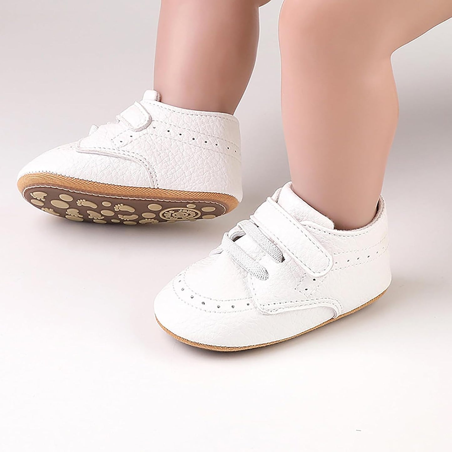 SOFMUO Baby Boys Girls High Top Ankle PU Leather Sneakers Soft Rubber Sole Infant Moccasins Newborn Oxford Loafers Anti-Slip Toddler Wedding Uniform Dress Shoes