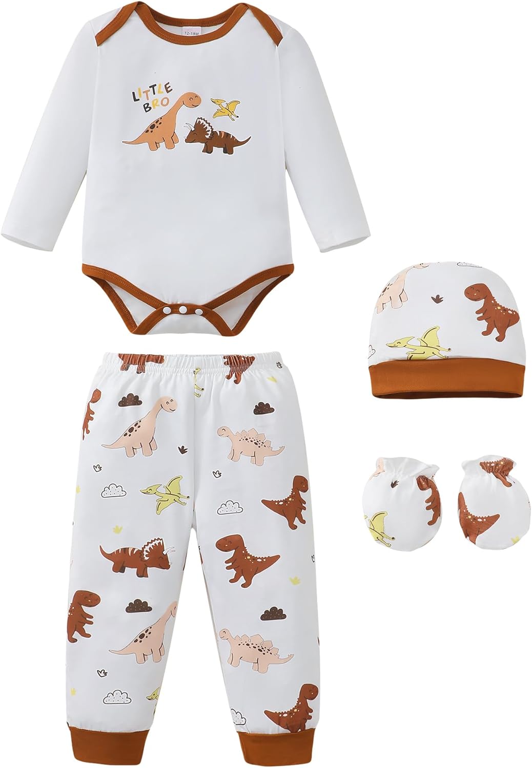 NZRVAWS Newborn Baby Boy Girl Clothes Unisex Infant Romper Pants Set Hat 4-Pack Outfits 0-12 Months 16 Pieces Toddler