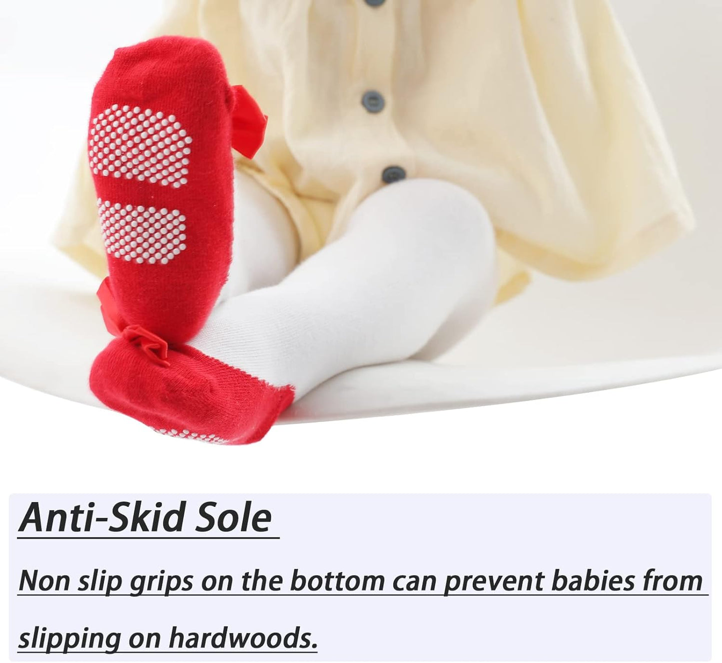 Mini angel Baby Tights Non Slip Baby Girl Tights Plain/Shoe-Look Leggings Seamless Pantyhose Warm Cotton Leggings Non-Skid