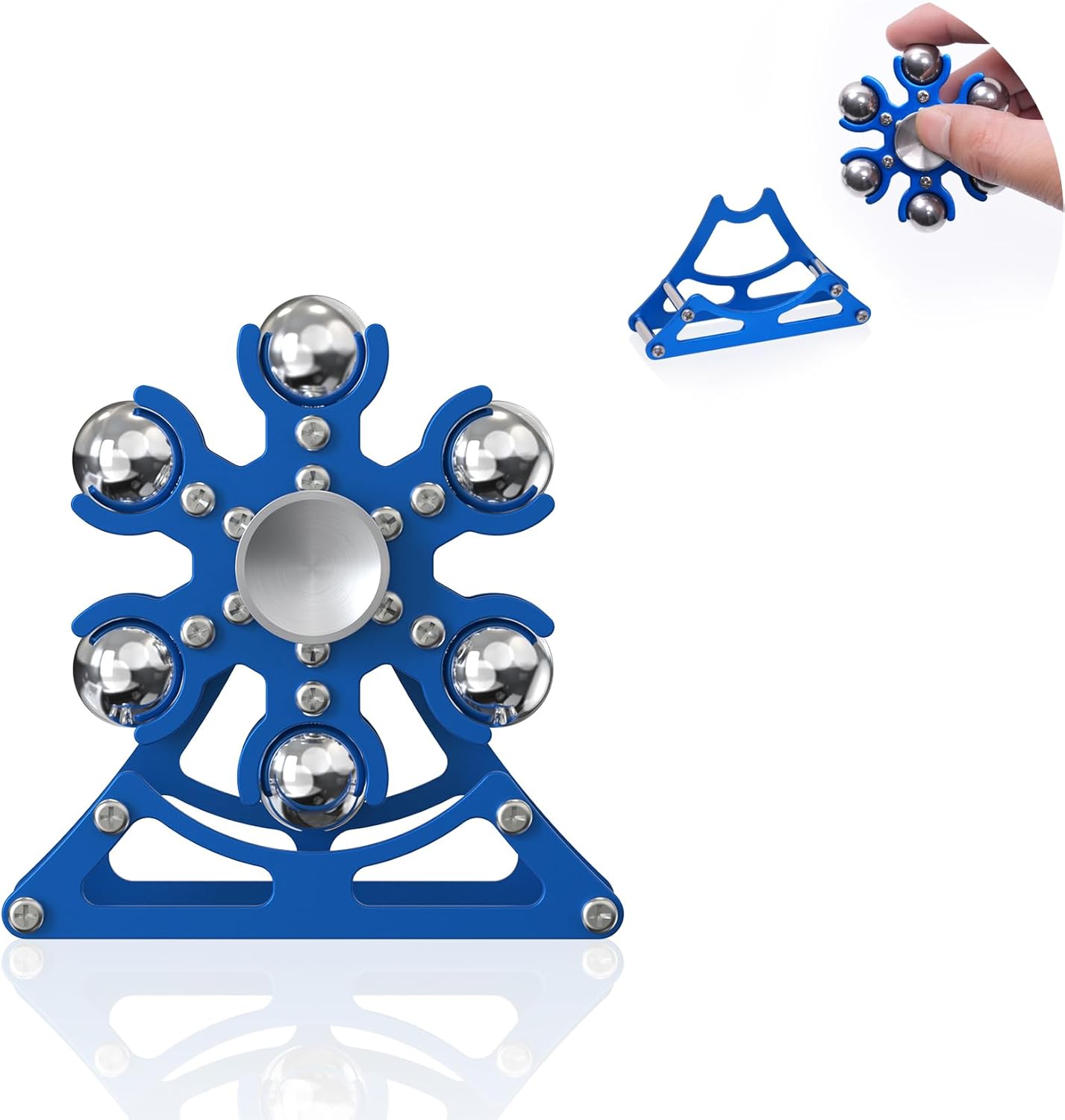 Desk Toys for Fidget Ferris Wheels-Spinner: 2mins Metal Cool-Gadgets Kinetic-Spinner for Kid Children Teen Adult EDC-Toy, ADHD Tools Cool Stuff Stress Relief Gift (Frosted Dark-Blue)