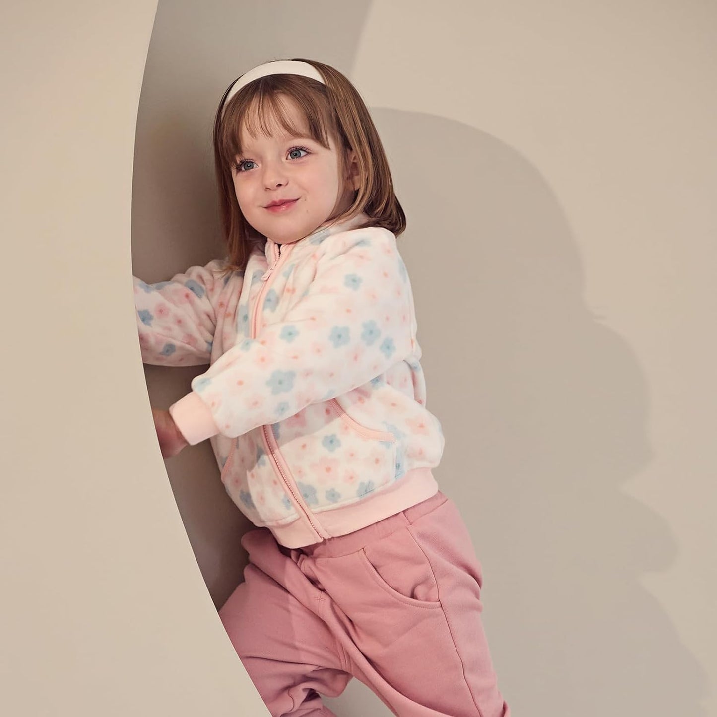 DAVE & BELLA Kids Printed Polar Fleece Jacket Toddler Baby Boys Girls Zip Up Long Sleeve Spring Fall Warm Outerwear Coat