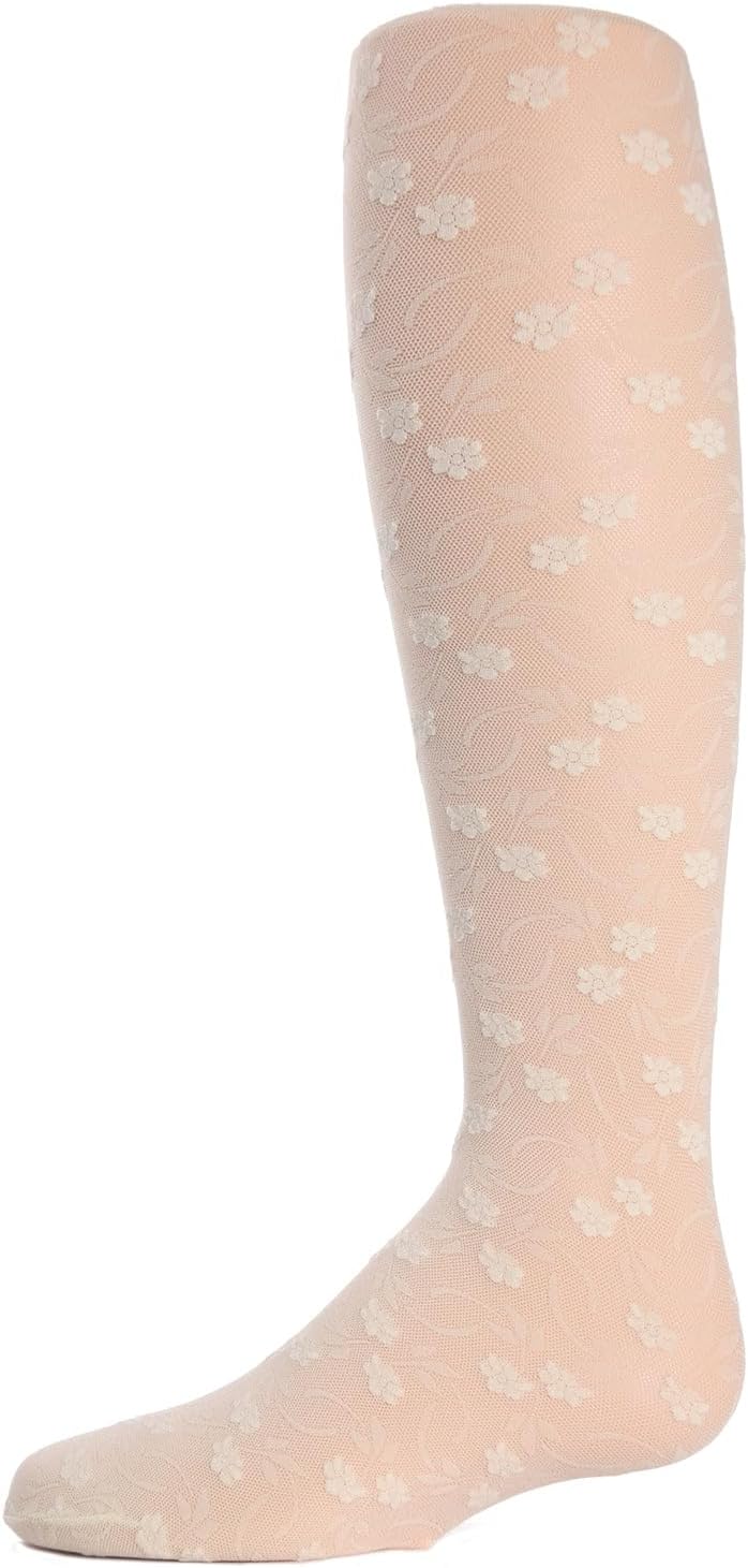 MeMoi Infant Sweet Blossoms Sheer Raised Floral Print Tights