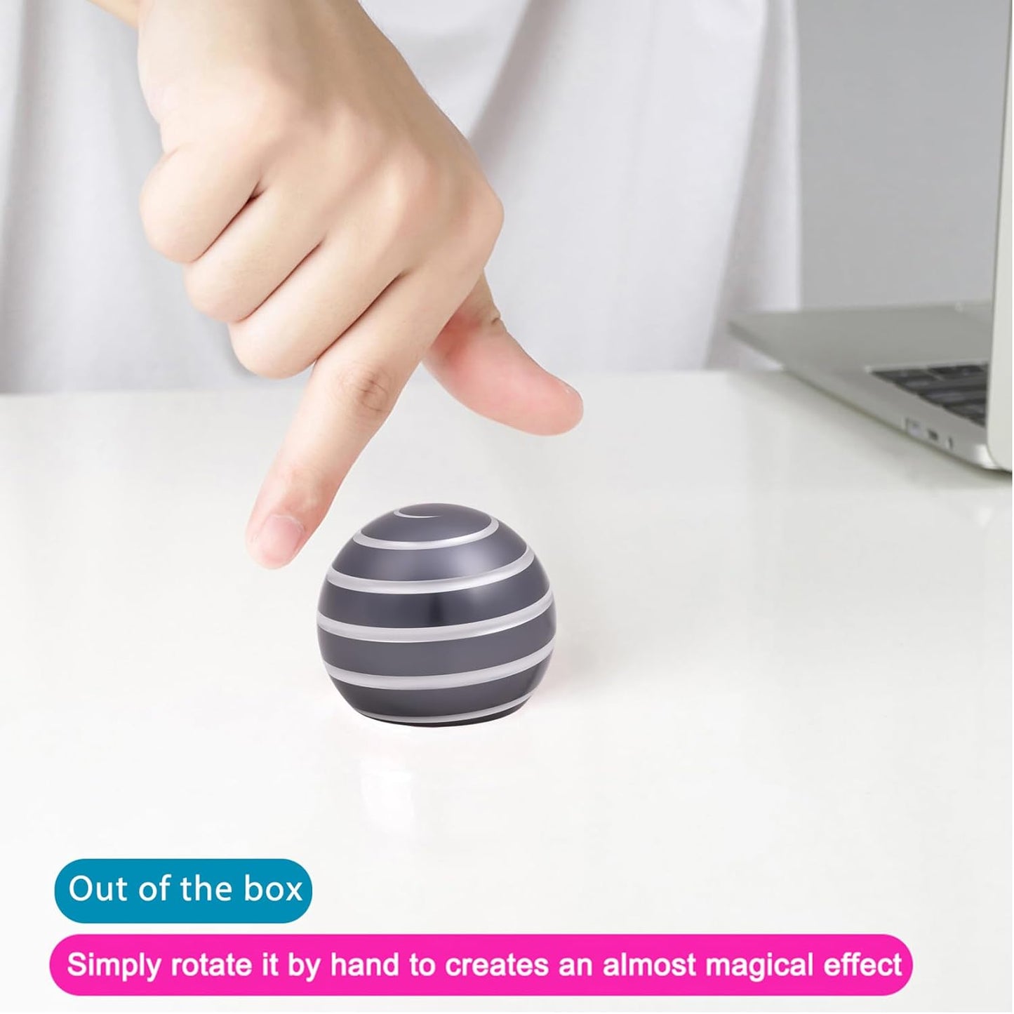 Desk-Toys for Fidget Kinetic-Cool-Gadgets: Cool-Stuff for Kid Children Teen Adult, Optical-Illusion Toy for Office School Home Women Men Christmas Stress-Relief-Gifts 180 Seconds Spinning