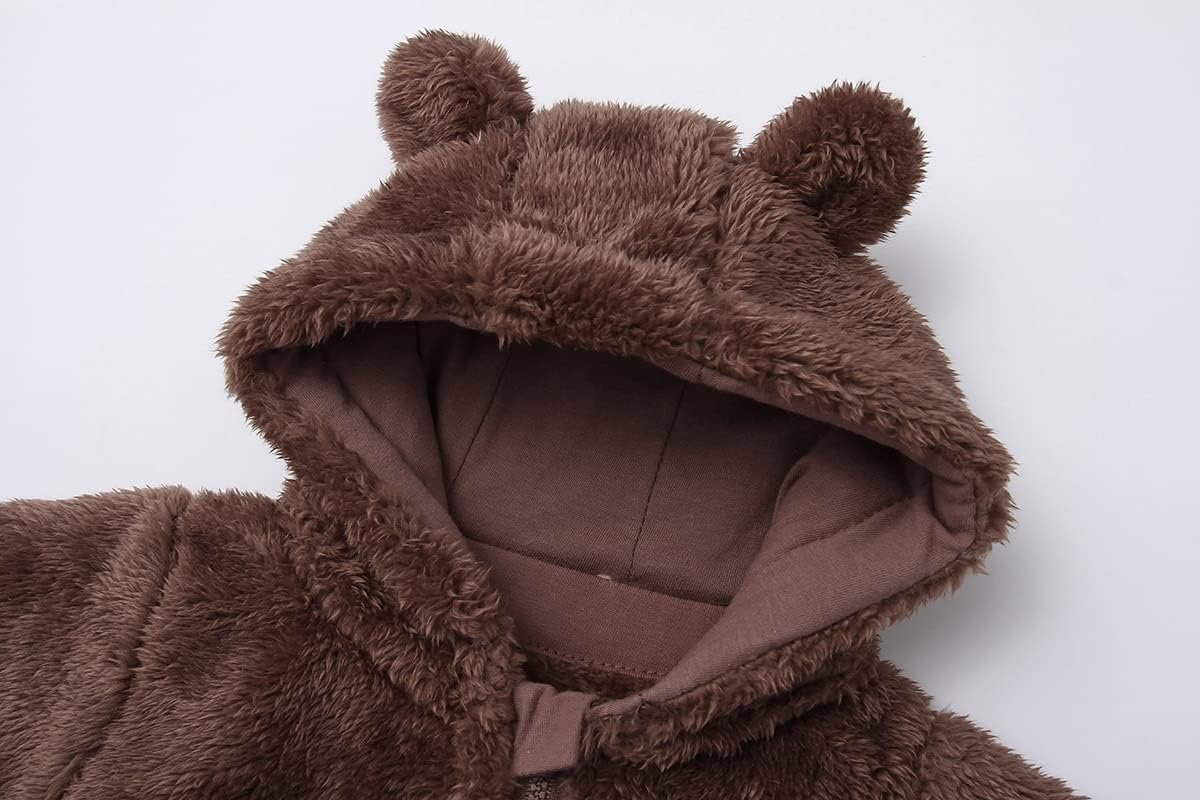 Newborn Baby Snowsuit Fleece Lined Onesie Outfits Warm Hooded Romper for Infant