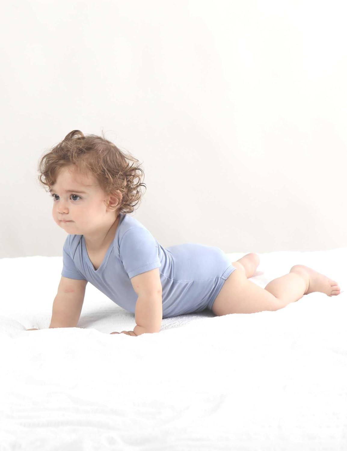 Baby Short Sleeve Solid Bodysuit - Super Soft Rayon made from Bamboo - Newborn Infant Toddler Boy Girl - 5-Pack