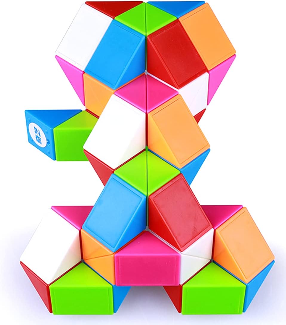 Fidget Magic Snake Cube Puzzles Twist Ruler Speed Cubes Brain Teaser Game Toys for Kids (48 Block 1PACK)
