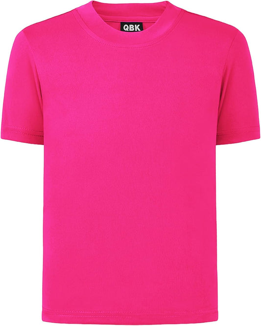 QBK 2T to Youth Neon Shirt Kids UPF 50+ Dry Fit Athletic Short Sleeve Rash Guard T Shirts for Boys Girls Sports Undershirt