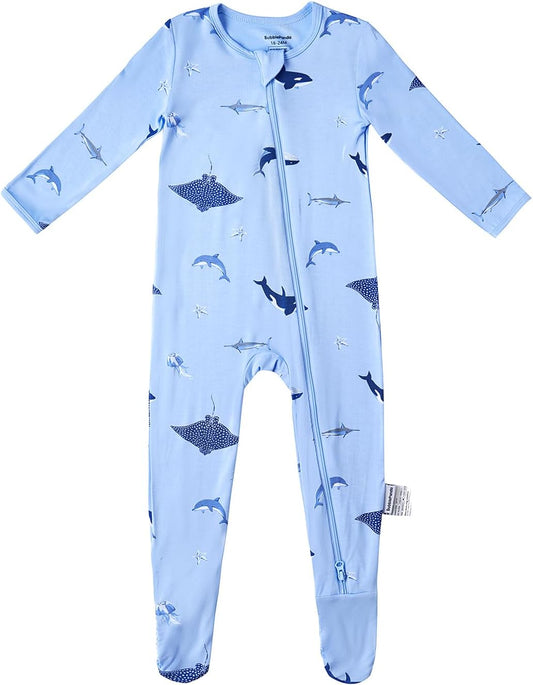 BubblePanda Rayon Made From Bamboo Baby Pajamas Baby Clothes for Boys Girls Unisex Zip-Front Non-Slip Onesie Sleeper