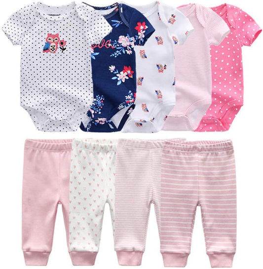 Baby Layette Set Baby Boys' 9-Piece Bodysuits Pants Set Toddler Girl Boy Unisex Baby Gift Sets