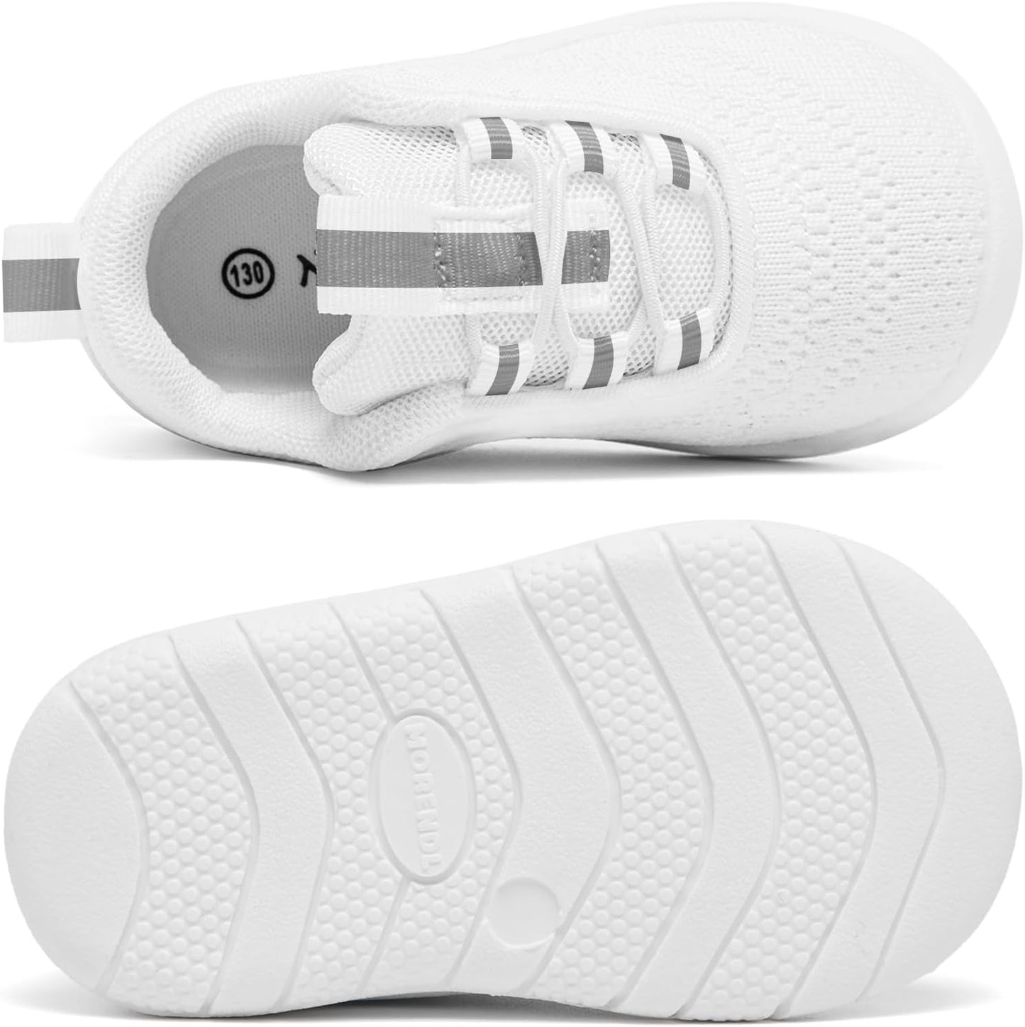 MORENDL Toddler Slip On Sneakers Baby Walking Shoes Non-Slip Breathable Unisex Pink Mesh Lace-Up Athletic Sneakers Infant Running Shoes