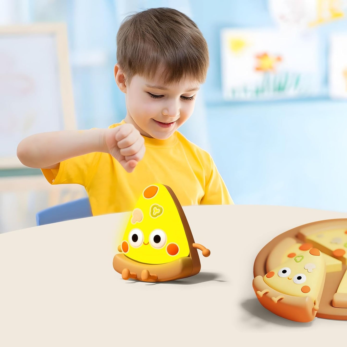 QANYI Pizza Lamp, Personalized Yellow Food Decor Lights for Pizzeria Kitchen Restaurant Party Cool Home Desk Decoration, Funny Novelty Nightlight Gift for Kids 4 to 12 Year Old Boys Girls Adult