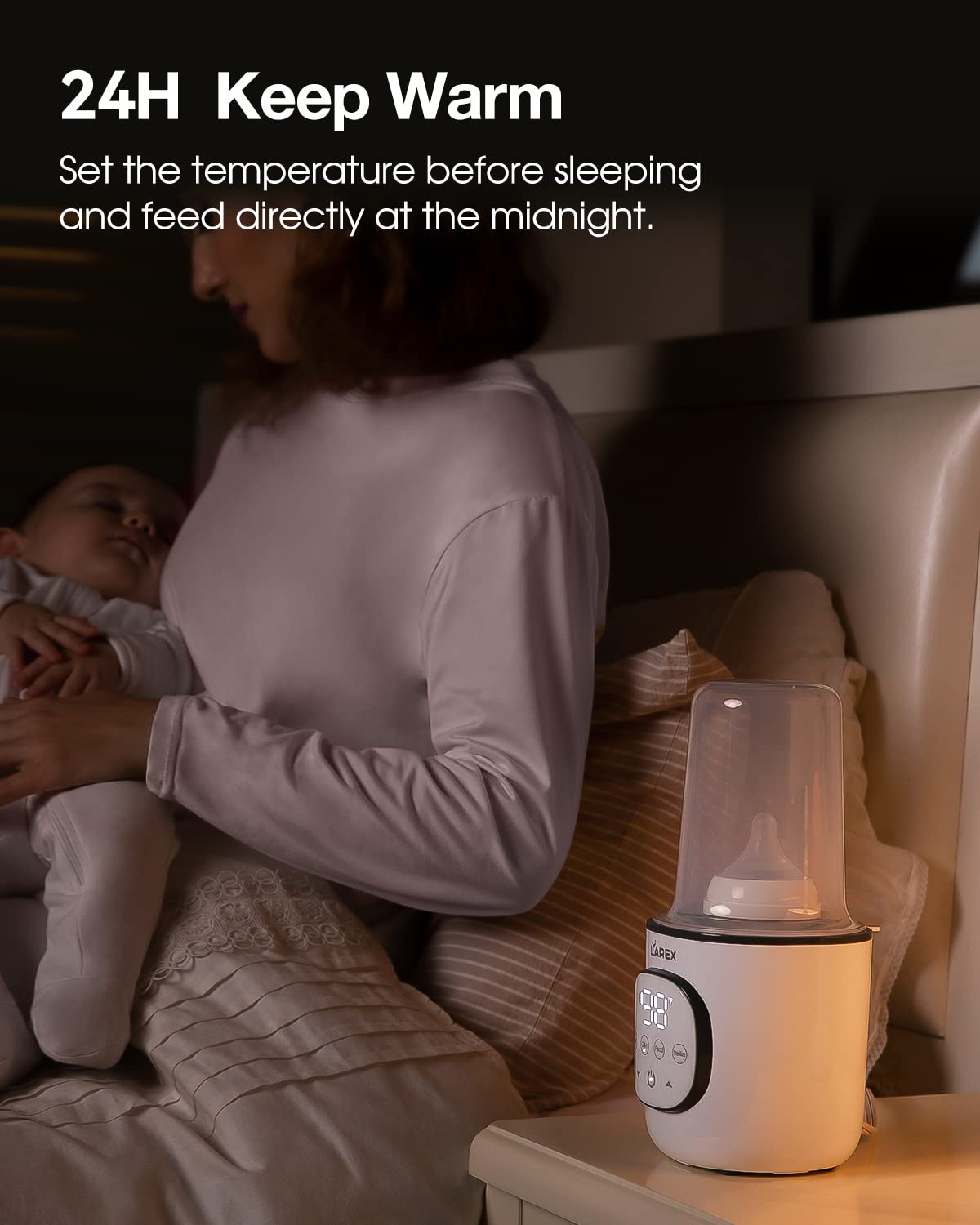 LAREX Bottle Warmer, Fast Baby Bottle Warmer for Breastmilk and Formula, with Timer and Accurate Temp Control, 8 in 1 Baby Milk Warmer BPA Free with Digital Display, Bottle Warmers for All Bottles
