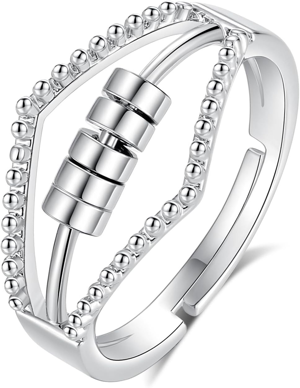 INFUSEU Funny Spinner Fidget Rings for Women Girls Anti Anxiety Stress Worry, Adjustable Size