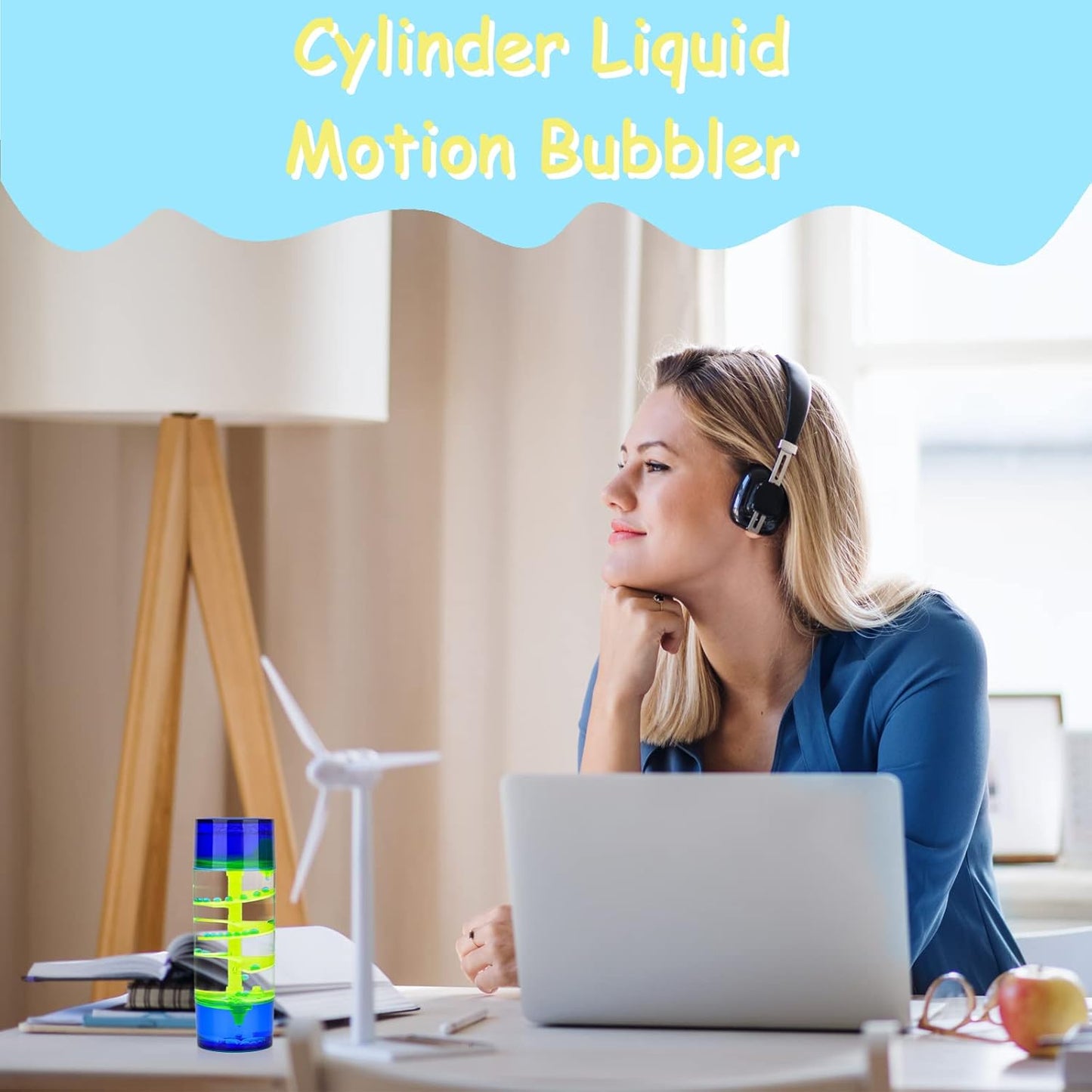 Liquid Motion Bubbler,1 Pack Cylinder Liquid Timer for Sensory Play,Calming Relaxing Fidget Water Toy Stress Management for Kids and Adults,Home Office Desk Decor