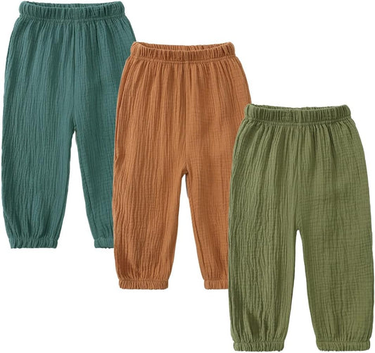 MYGBCPJS Baby Boys Girls Cotton Linen Trousers Kids Casual Ankle Pants Loose Long Bloomers