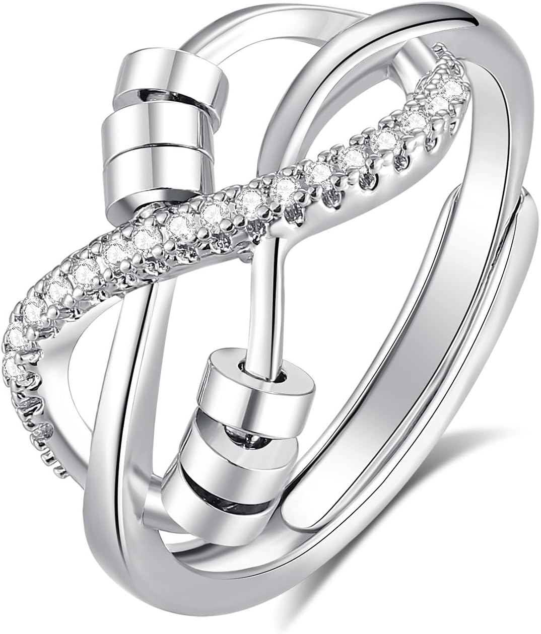 INFUSEU Funny Spinner Fidget Rings for Women Girls Anti Anxiety Stress Worry, Adjustable Size