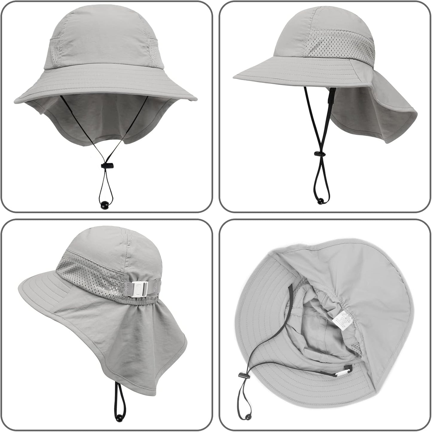 Toddler Baby Sun Hat Kids Summer UPF 50+ for Boys Girls Adjustable Beach Hats with Bucket Wide Brim Age 1-7 Years