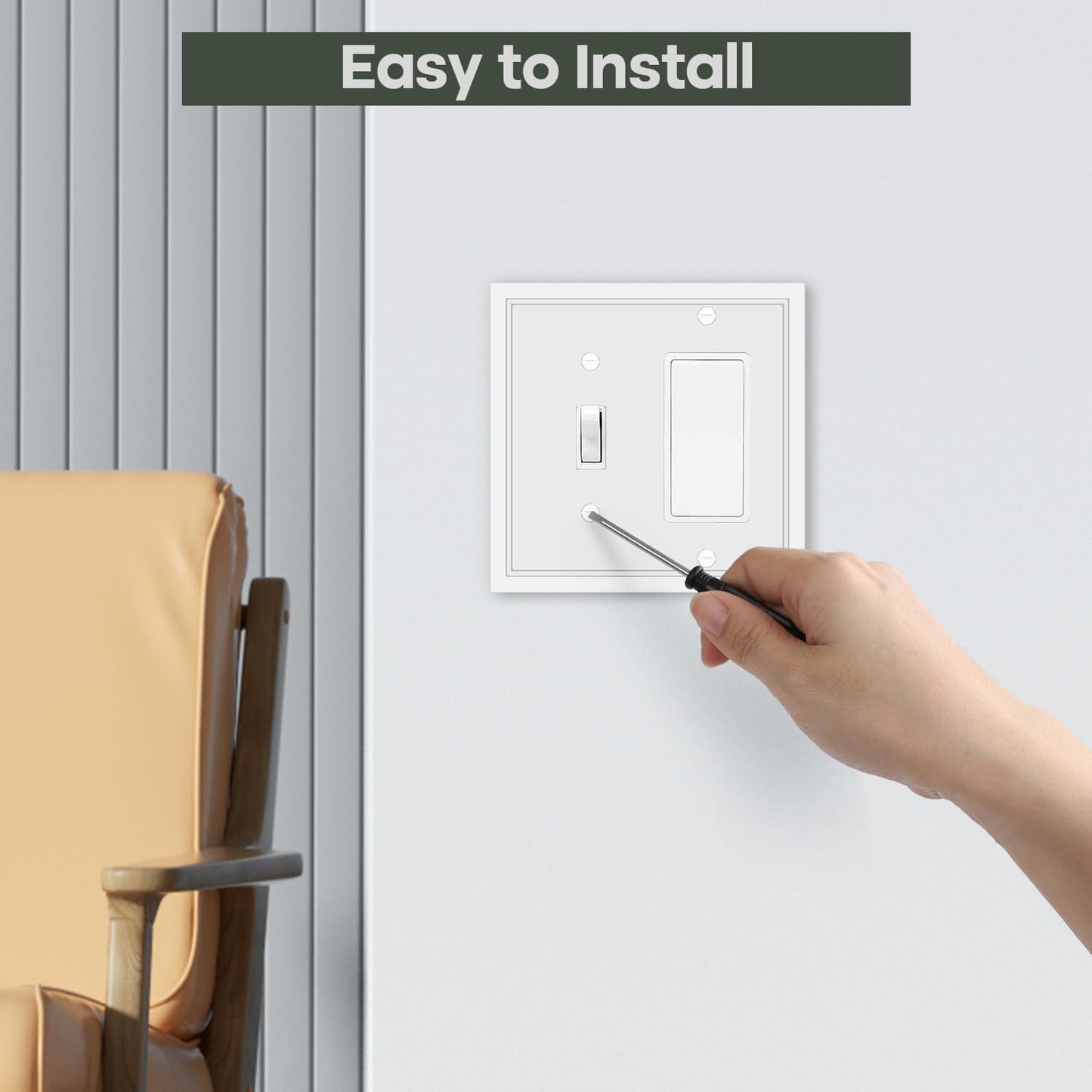 Toggle/Decorator Combo Light Switch Cover Plate White Classic Decorative Switch Plates Cover 2 Gang Wall Plate Cover for Duplex, Toggle, Combo, 2 Pack