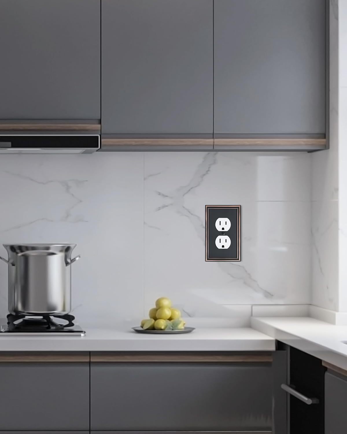 6-Pack Single Duplex Outlet Cover Plate, Decorative Aged Bronze Switch Plates and Outlet Covers, Metal Wall Plates for Electrical Outlets, 1 Gang Receptacle Cover, Corrosion Resistant