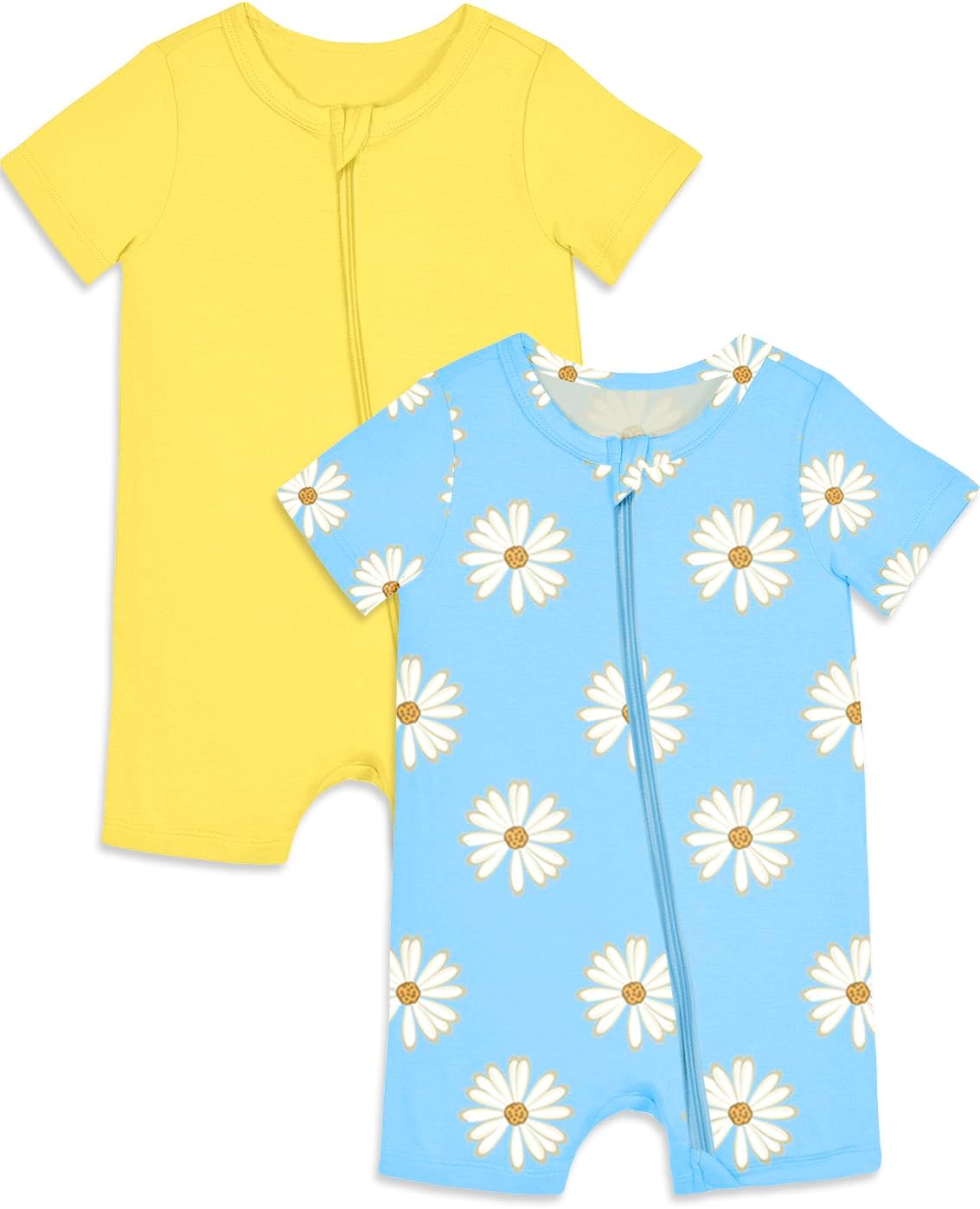 Jimonda Baby Rompers Cotton Baby Boys Baby Girls Short Sleeve Sleepers Pjs Two Way Zipper One-piece Neutral Sleep and Play