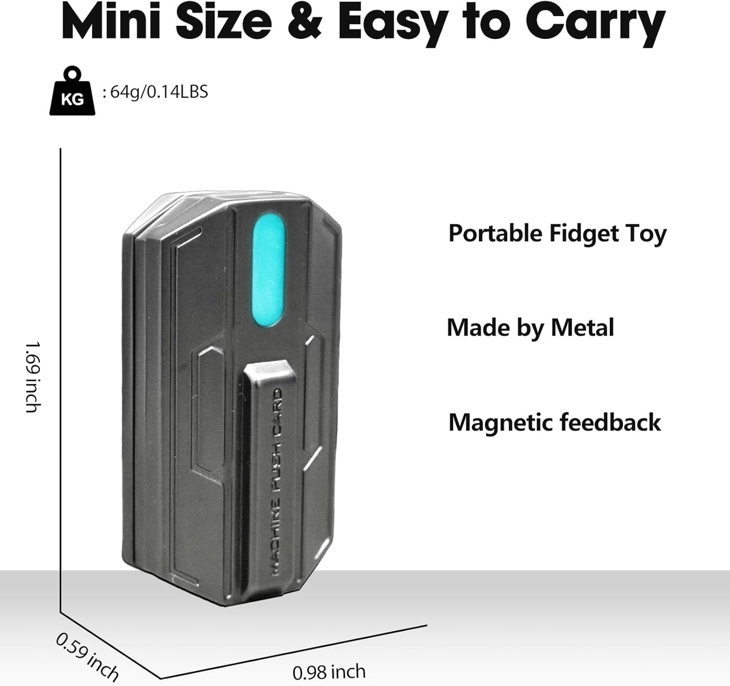 Fidget Slider Mecha Push Card Glow in The Dark Metal Magnetic Haptic Fidget Toys Adults, 3 Layer Push Card for Stress Relief (Blue Light)