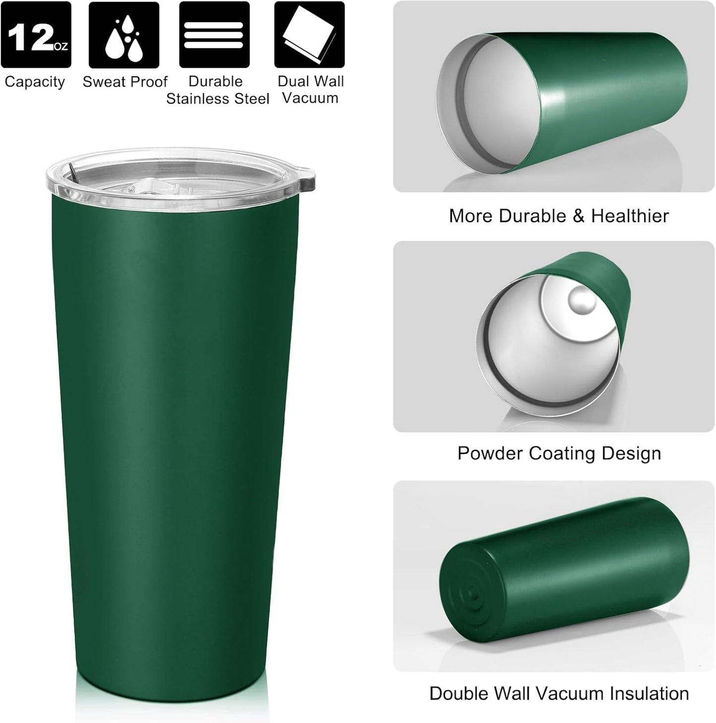 VEGOND 20oz Tumbler Stainless Steel Tumbler with Lid And Straw Vacuum Insulated Double Wall Travel Coffee Mug(dark green package 1)