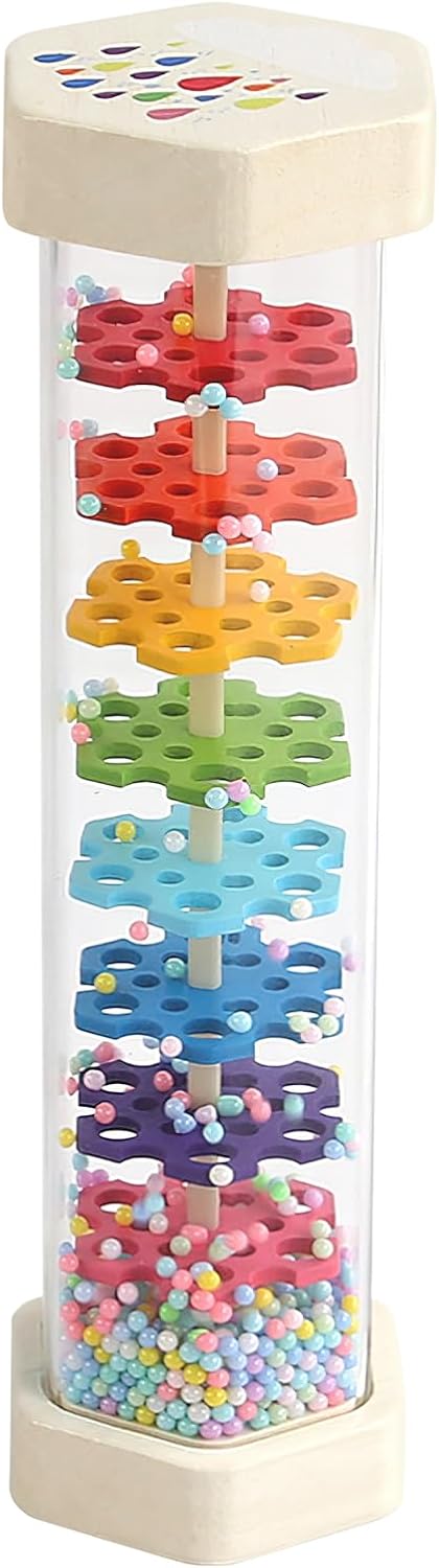 WODI Wooden Rain Stick Baby Toys 0-6-12 Months, Montessori Toys for Babies 6-12 Months, Developmental Toys Baby Rattles Infant Musical Instrument Baby Musical Toys for 1 Year Old Toddler Kids Gifts
