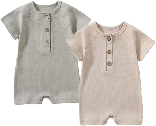 Baby Boys Girls 2 Pack Romper Jumpsuits Short Sleeve One Piece Clothes Sets