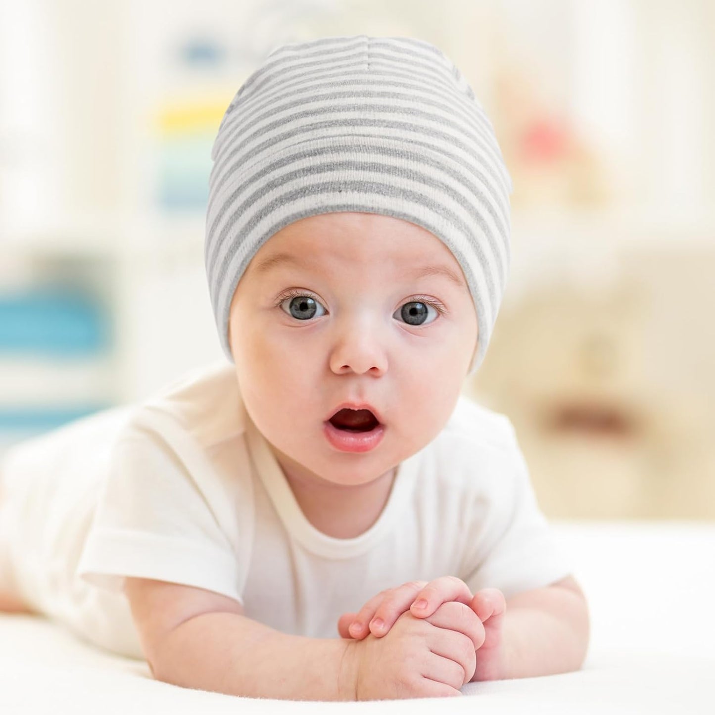 DRESHOW BQUBO 4 Pieces Baby Beanie Newborn Toddler Soft Cute Knit Hat Hospital Hats for Baby Boys Infant Cap Beanies