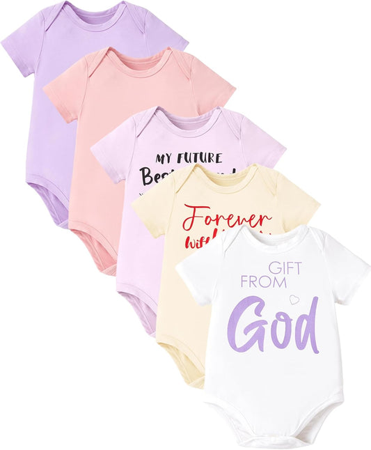 PATPAT Baby Bodysuits Supersoft Bamboo Viscose - Short Sleeve Boys and Girls - Newborn Infant Unisex Clothes Pack