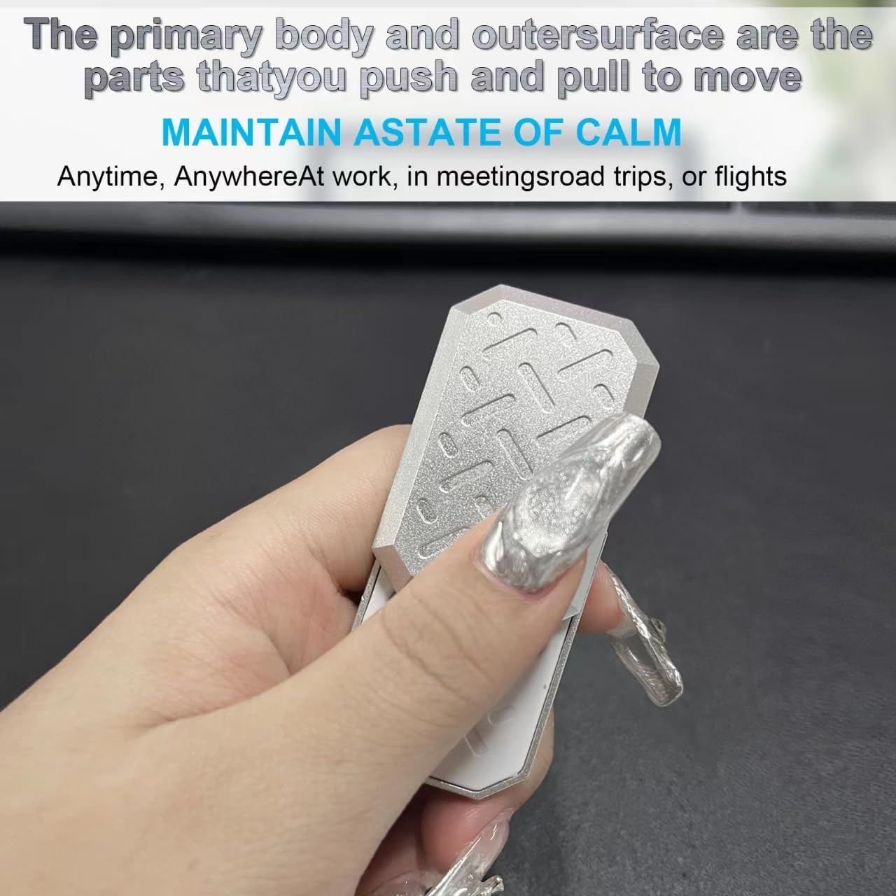 Magnetic Metal Fidget Toys, Aluminium Alloy Push Card Fidget Slider Stress Relief Toy, EDC Adult Fidget Toys, ADHD Autism Sensory Toys, Office Desk Toys for Boyfriend and Father (Black)