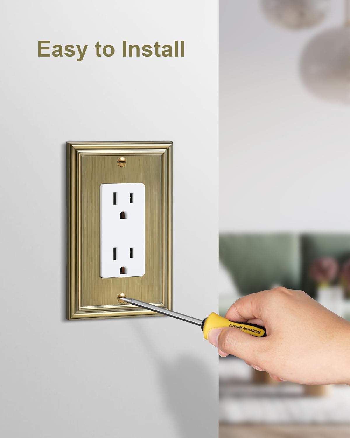 6-Pack Decorator Outlet Cover Plate, Antique Brass Decorative Switch Plates and Outlet Covers, Durable Zinc Alloy Wall Plates for Electrical Outlets, Receptacle, GFCI Outlet, Dimmer Switch