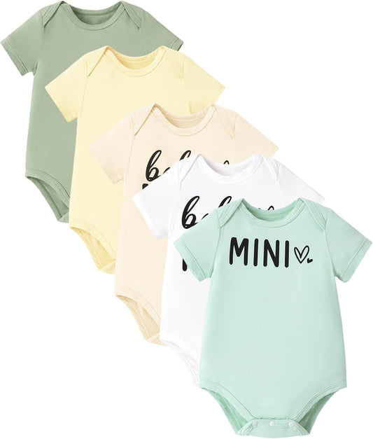 PATPAT Baby Bodysuits Supersoft Bamboo Viscose - Short Sleeve Boys and Girls - Newborn Infant Unisex Clothes Pack