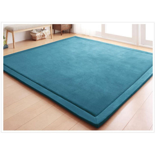 Loartee Nursery Rug Coral Velvet Crawling Rugs Mat Area Rugs Play Crawling Mat(4'9"x4'9", Blue) for Toddler Children Play Mat Yoga Mat Exercise Pads Carpet