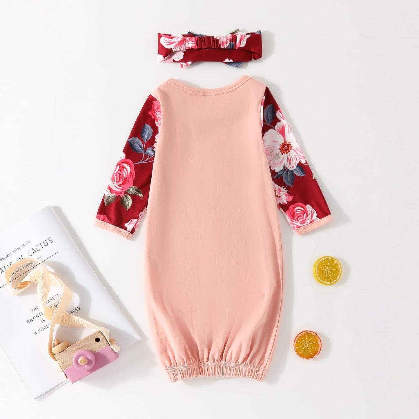 AMAWMW Newborn Baby Girl Little Sister Sleeper Gown Stripe Long Sleeve Nightgown Pajamas Gifts Stuff Essential Outfit