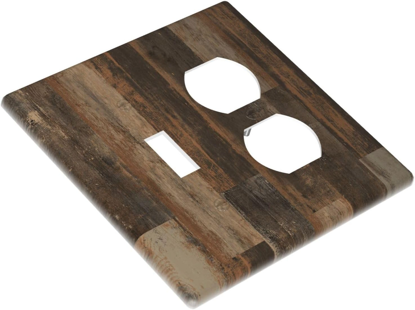 Rustic Brown Wood Grain Dark Oak Wallplates 1 Toggle 1 Duplex Switch Plate Electrical GFCI Faceplate Decorative Light Switch Covers for Farmhouse Home Decor