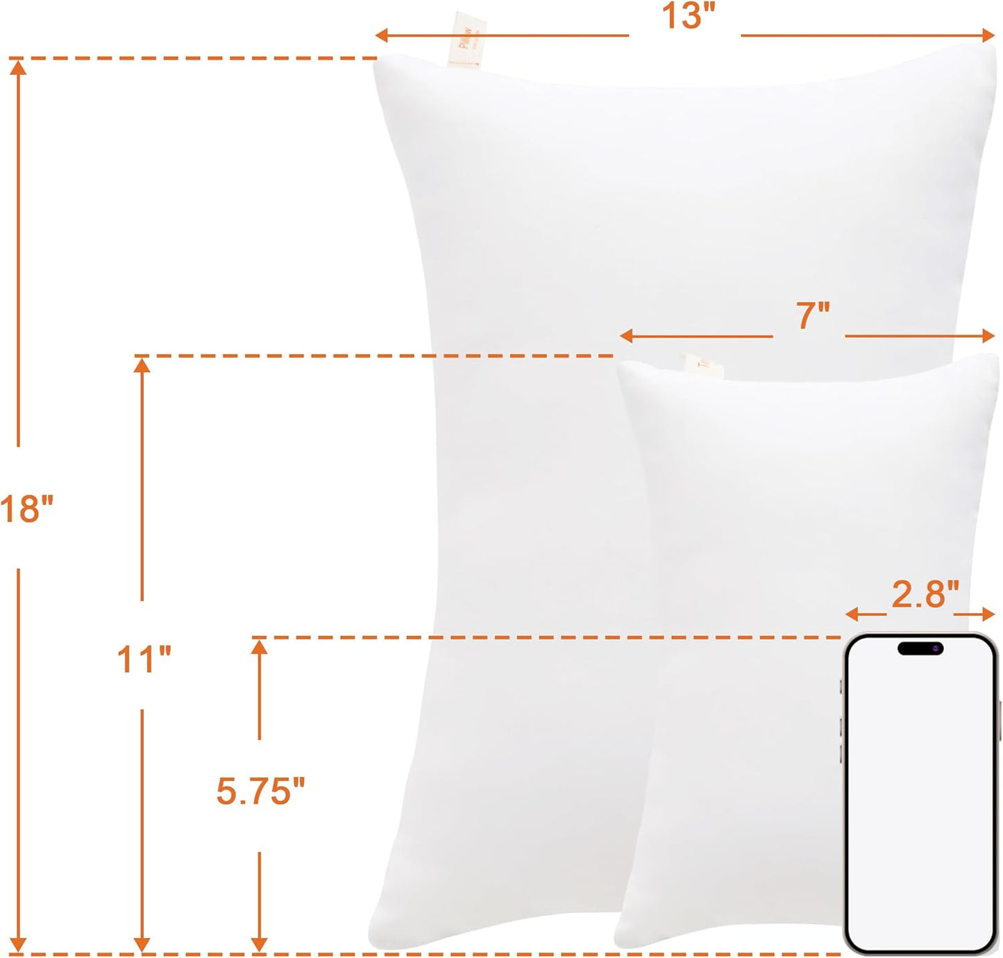 NTBAY Tiny Pillows, Down Alternative 7"x11" Microfiber Mini Pillow for Travel, Pets, Soft Machine Washable Small Pillows for Neck, Wrist, Lumbar and Knee, White