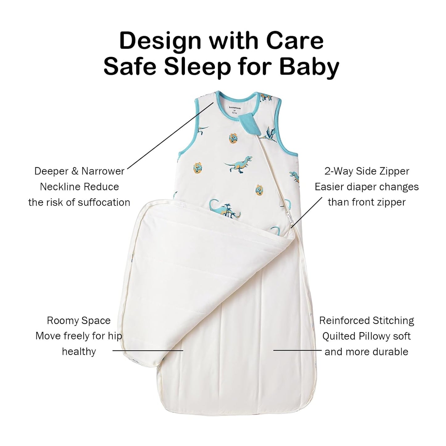 BubblePanda Rayon Made from Bamboo Sleep Sack 18-24 Months 0.5 Tog Soft Lightweight Toddler Sleep Sack 2t for Babies 2-Way Zipper Wearable Blanket Baby 18 Months