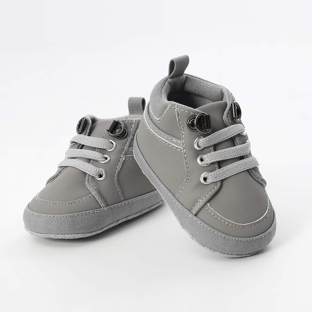 SOFMUO Baby Boys Girls High Top Ankle PU Leather Sneakers Soft Rubber Sole Infant Moccasins Newborn Oxford Loafers Anti-Slip Toddler Wedding Uniform Dress Shoes