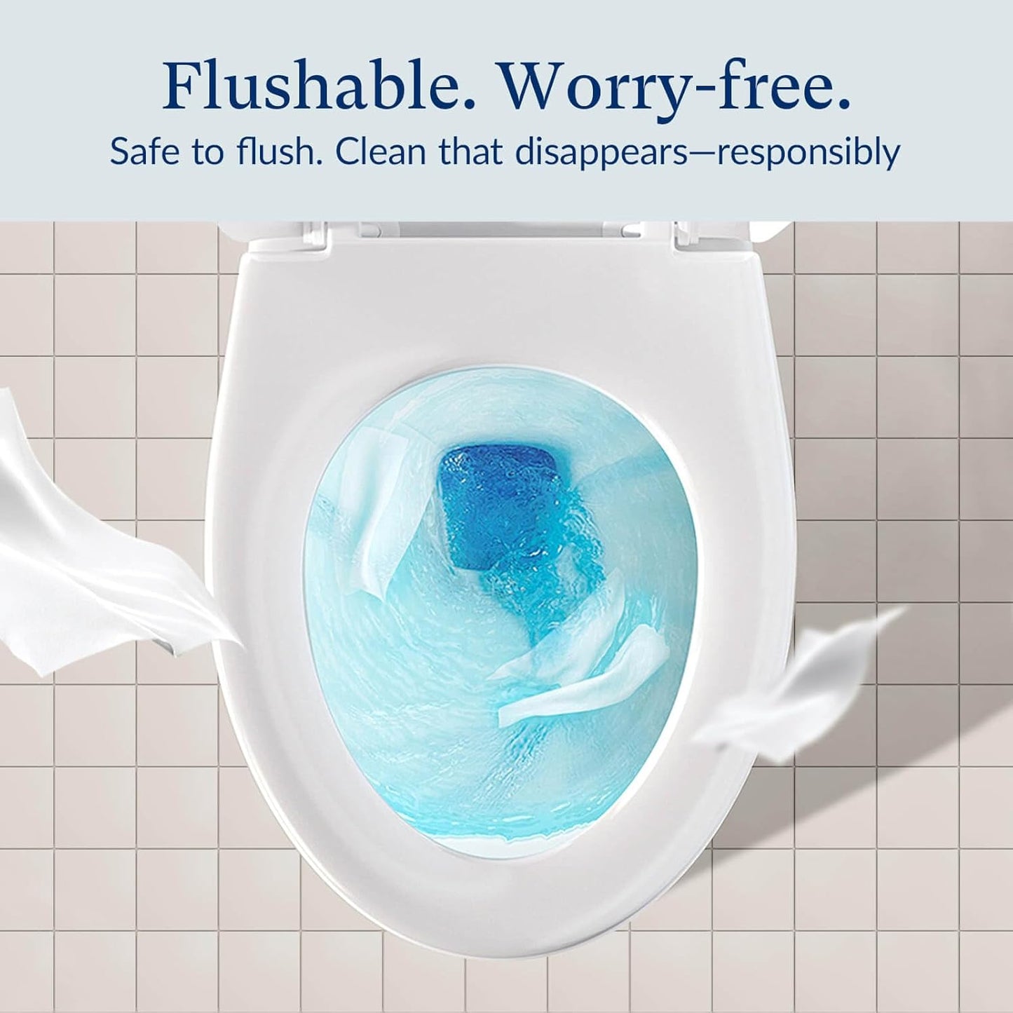 Flushable Wet Wipes - 6 Portable Travel Size Packs (60 Ct) - Unscented Extra-Large Body & Hand Tissue with Vitamin E & Aloe - For Adults, Kids & Children - Perfect for On-the-Go & Outdoor Use
