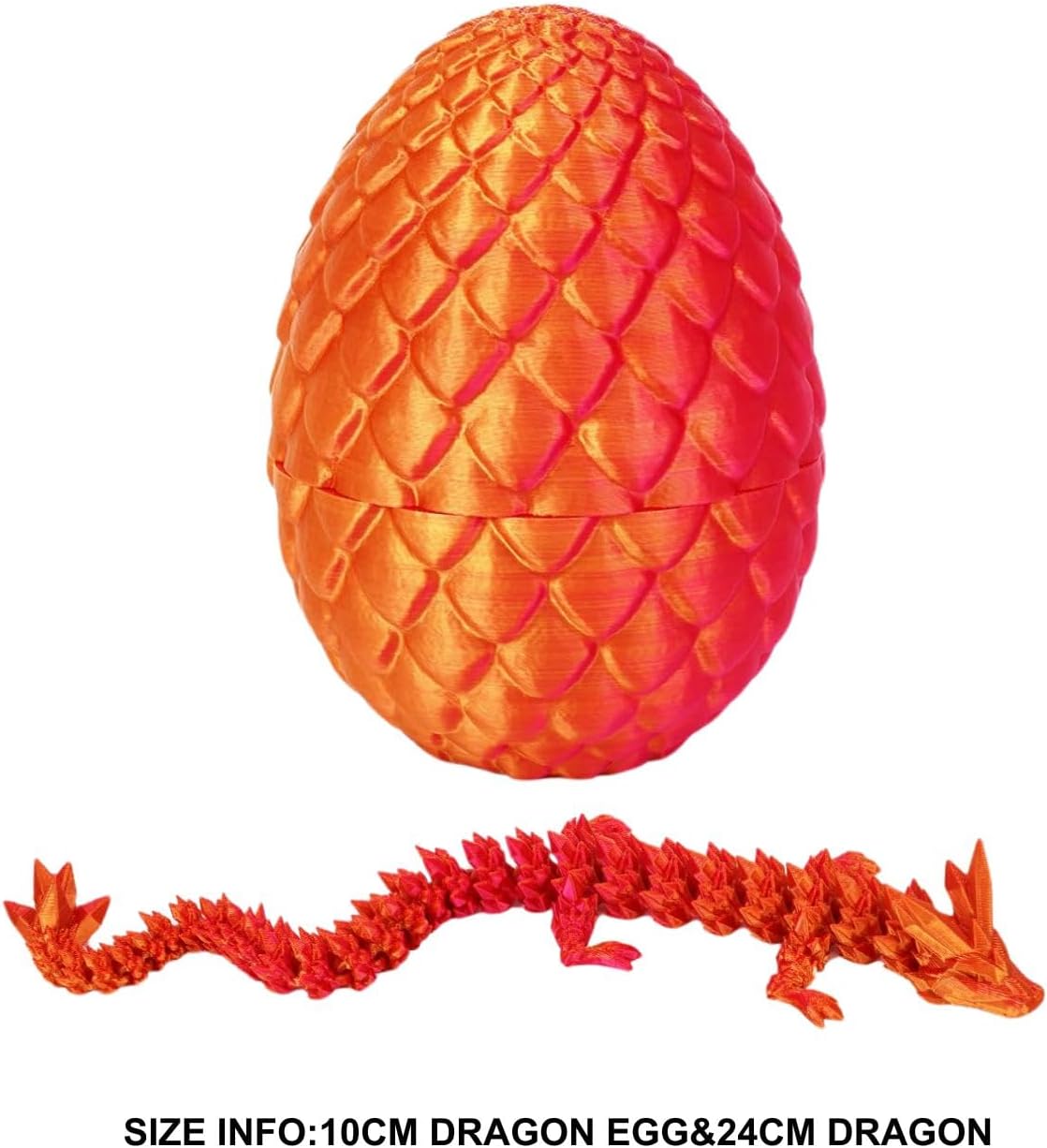 3D Printed Dragon Egg, Dragon Eggs with Dragon Inside, Crystal Articulated Dragon, Mystery Dragon Egg Fidget Toy, 3D Dragon Eggs Surprise Fidget Toy (Laser Red)