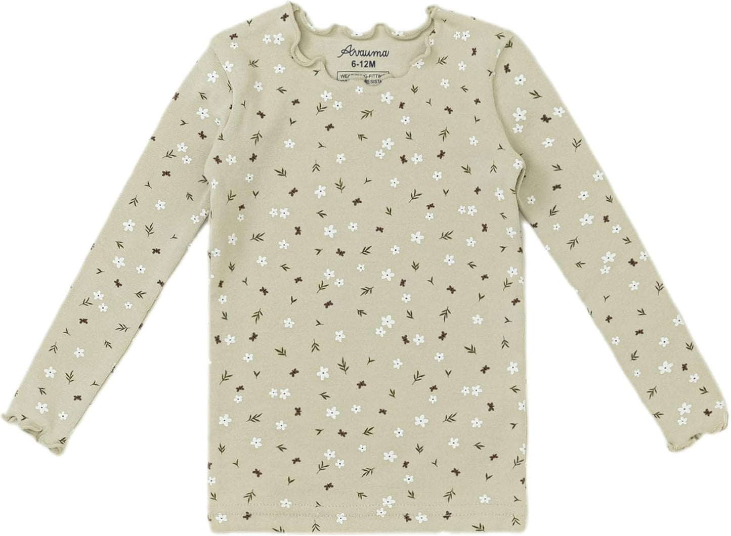 AVAUMA Baby Boy Girl Pajama Set 6M-7T Kids Cute Toddler Snug fit Flower Pattern Design Pjs Cotton Sleepwear Ruffled Shirring