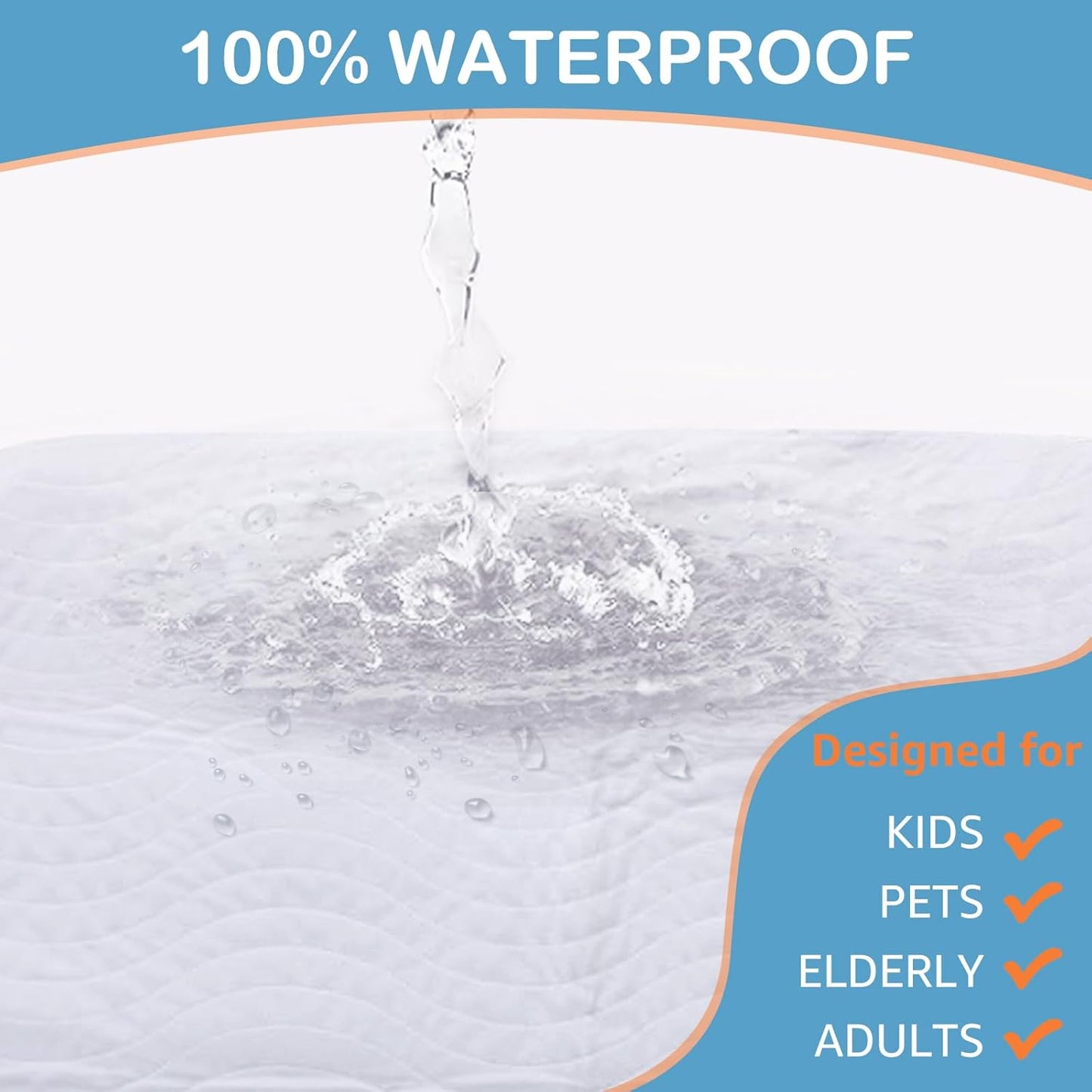 Washable Underpads Incontinence Pads for Kids, Adults, Elderly and Pets,Liquid Absorption Reusable Bedwetting - Waterproof Protective Pad for Bed,Floor Couch, Sofa and Car (6 Pack - 34x36)