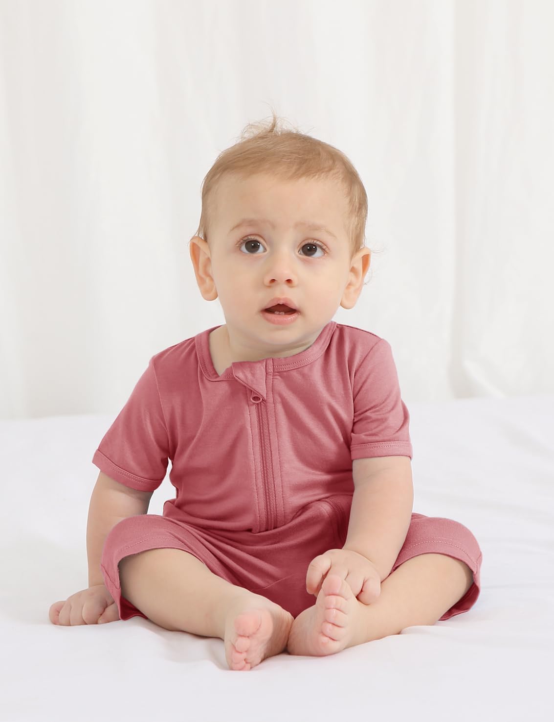 Jimonda Boys Baby Girls Short Sleeve Romper Unisex Baby Footless Pajamas With Viscose 2-Way Zipper Front 3Pcs0-24Months