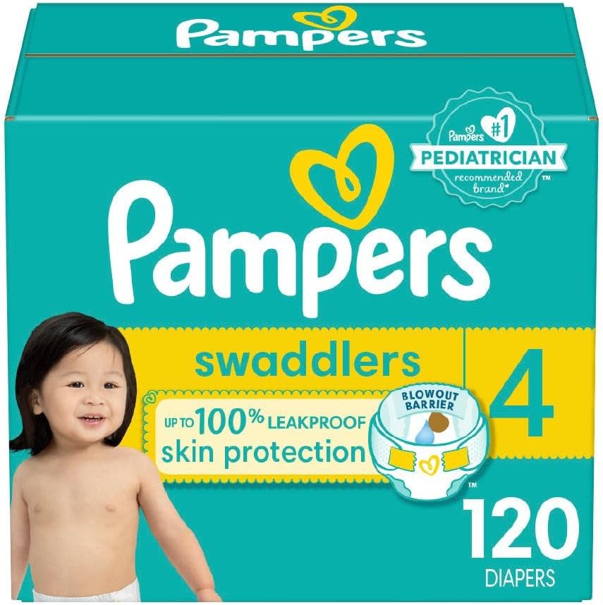 Pampers Baby Diapers - Swaddlers - Size 4, 120 Count, Ultra Absorbent Disposable Infant Diaper