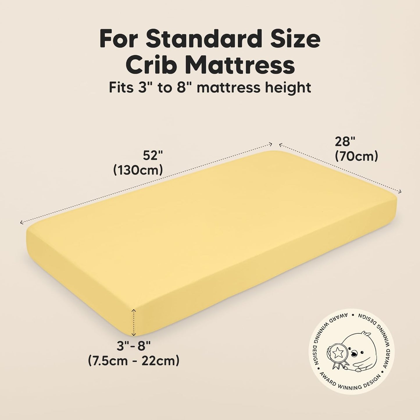 KeaBabies 2-Pack Baby Crib Sheets for Boys, Girls - 52x28 Viscose Derived from Bamboo Toddler Bed Sheets Neutral, Fitted Crib Mattress Cover for Standard Baby Bedding, Soft & Cozy (Sunshine)