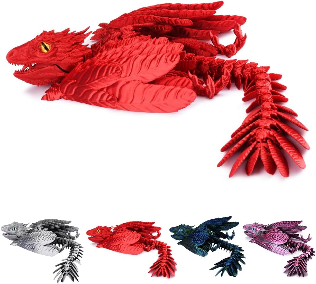 3D Printed Dragon, Feathered Wyvern Dragon, Articulated Dragon, Fidget Dragon Toys for Adult, Home Office Decor Executive Desk Toy