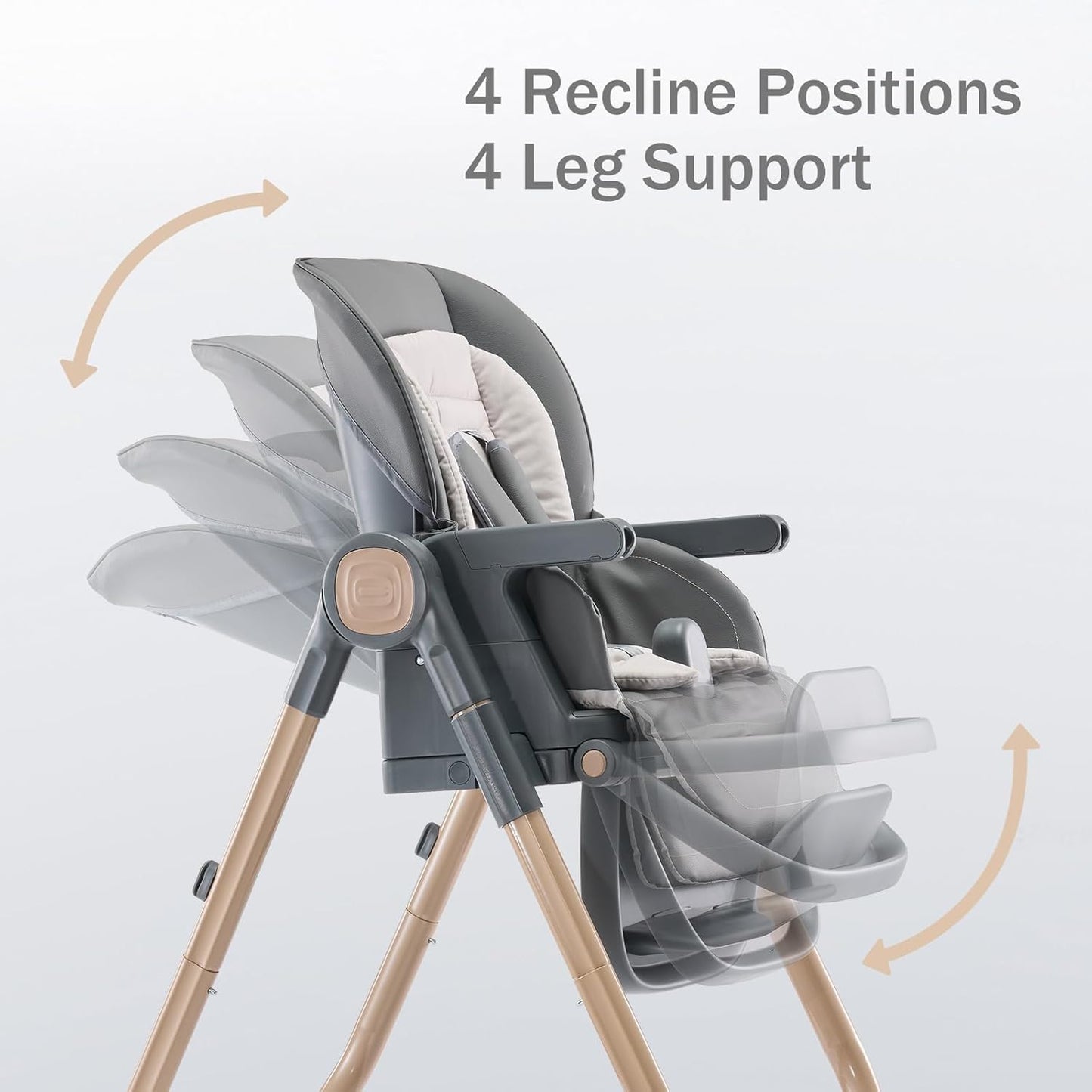 6 in 1 Convertible High Chairs for Babies and Toddlers,Portable High Chair with Dishwasher Tray and 4 Wheel,Booster Seat for Dining Table,Foldable Toddle and Baby Feeding Highchair (Gold-Grey)